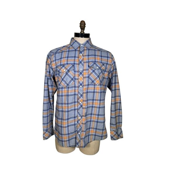 BKE Plaid Shirt Standard Fit Pearl‎ Snap Button Down Sz L Double Pocket Western - Picture 1 of 13
